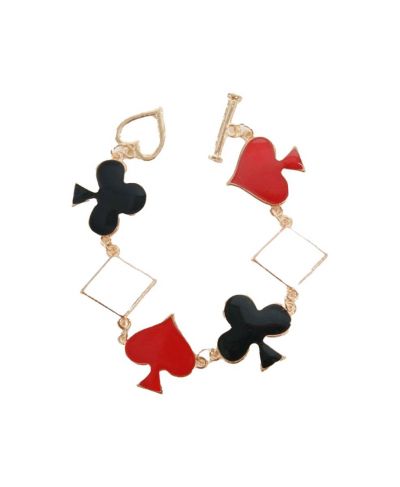 Goldtone armbandje met speelkaart symbolen