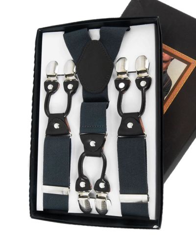 Luxe donkergrijze bretels met 6 clips