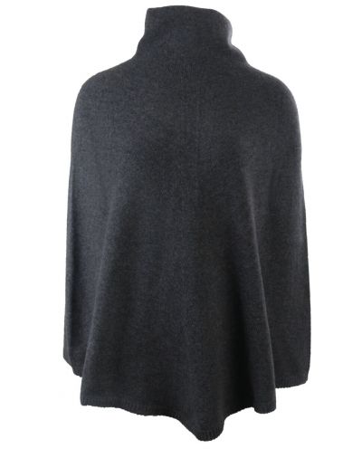 Grijze poncho met col van 100% kasjmier
