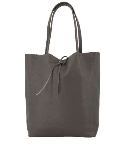 Lederen shopper in grijs