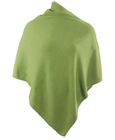 Kasjmier-blend poncho in appelgroen