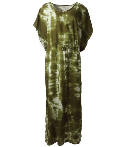 Groene kaftan met tie-dye print