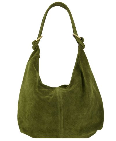 Suède shopper tas in olijfgroen