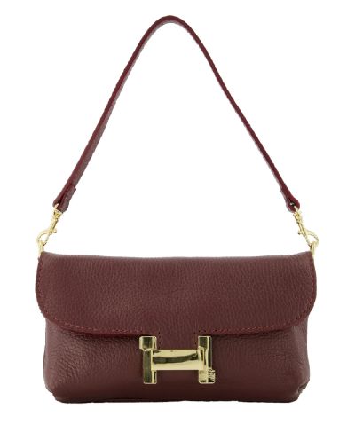 Helene lederen clutch in bordeauxrood
