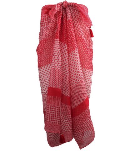 Pareo met diverse prints in framboosrood