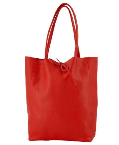 Lederen shopper in helderrood