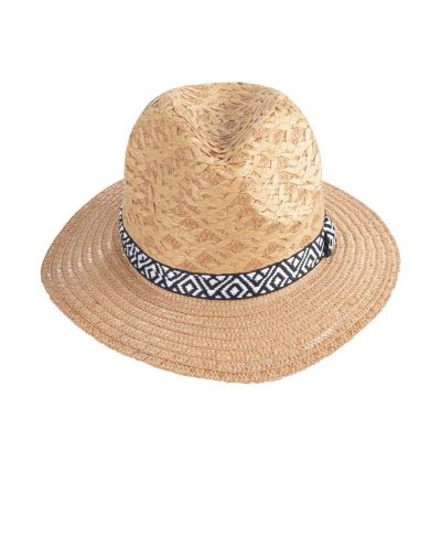 Fedora zonnehoed in beige van stro