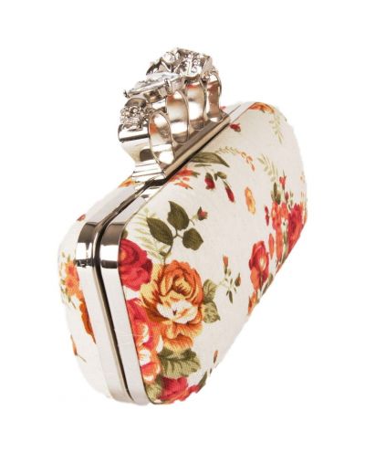 Designer inspired clutch in off-white met rozenprint