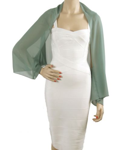 Korte bolero stola in jadegroen van crêpe voile