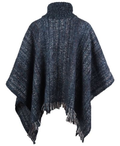Jeansblauwe poncho met kol