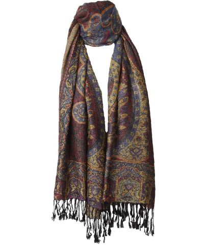Jenny pashmina in hardroze en blauw