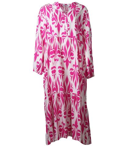 Maxi-jurk met een Franse lelie motief in hardroze