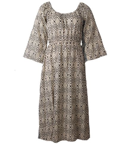 Katoenen jurk met azteken print in zwart