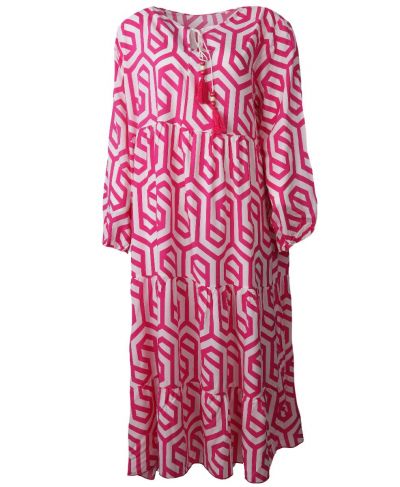 Maxijurk met ornament print in roze