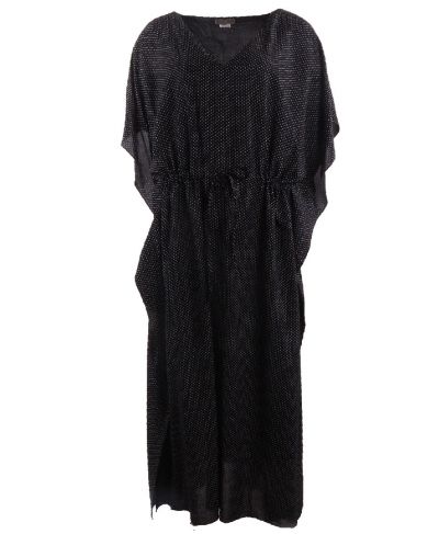 Kaftan met polka dot in zwart