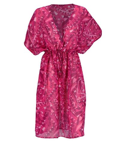 Kaftan met ornament print paars en roze