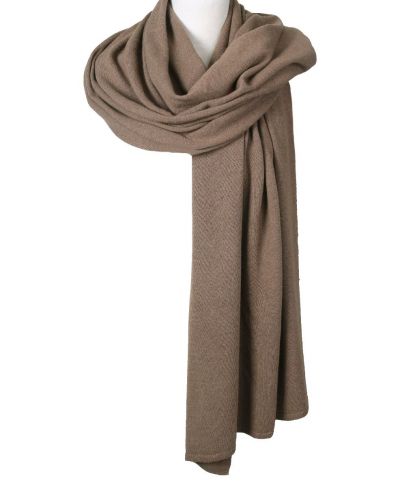 Kasjmier-blend sjaal/omslagdoek in bruin
