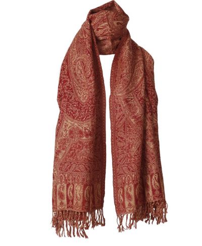 Kasjmier pashmina sjaal in rood met paisley