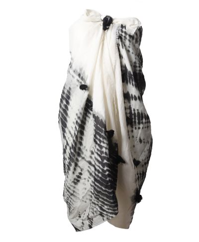 Katoenen pareo met tie-dye print in zwart