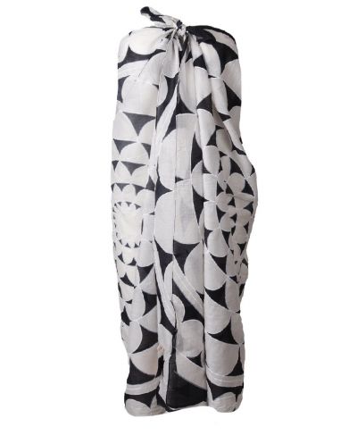 Katoenen sarong bloem in zwart wit