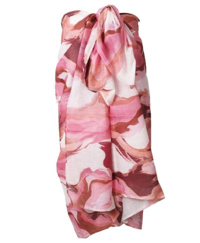 Katoenen sarong met aquarel print in roze