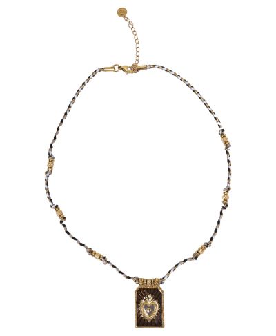 Gevlochten touwketting met bedel