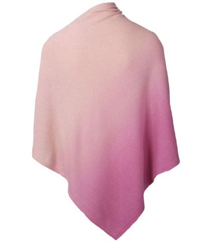Kasjmier-blend poncho met kleurverloop in roze
