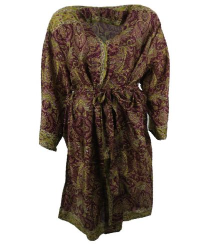 Zijde-blend kimono met paisley in limegroen