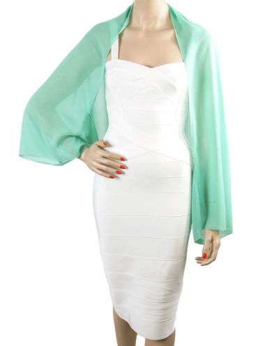 Korte bolero stola van crêpe voile in mintgroen