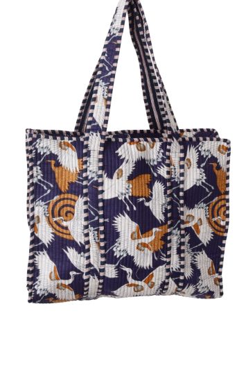 Gewatteerde schoudertas/shopper in donkerblauw