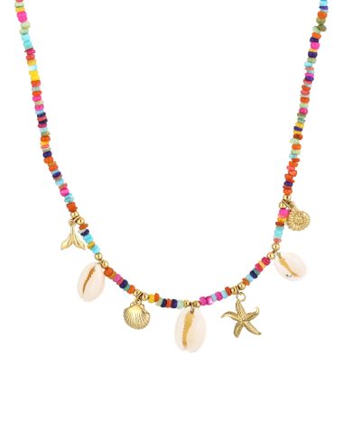Steentjes ketting met zeester en schelpjes