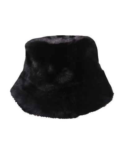 Imitatie kunstbont buckethat- zwart