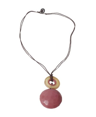 Lange statement ketting met oudroze hanger