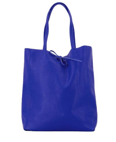 Lederen shopper in kobaltblauw