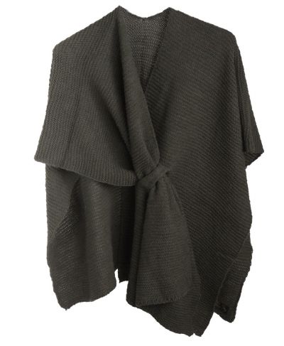 Alpaca-blend omslagdoek in legergroen met lus