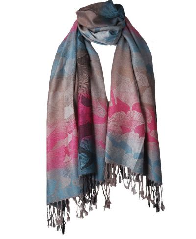 Leila pashmina sjaal in roze en bruin
