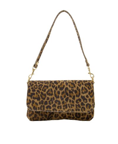 Suède clutch met luipaard print