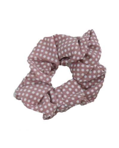 Scrunchie in oudroze met stippenprint