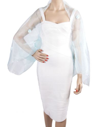 Licht turquoise organza bolero stola met satijnen roosjes