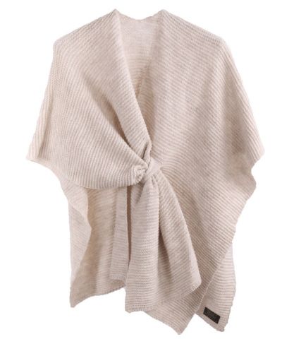 Alpaca-blend in lichtbeige omslagdoek met lus