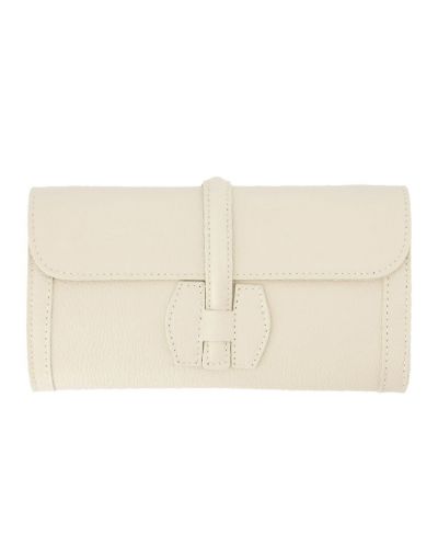 Lichtbeige lederen clutch