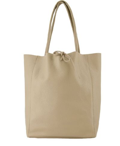 Lederen shopper in lichtbeige