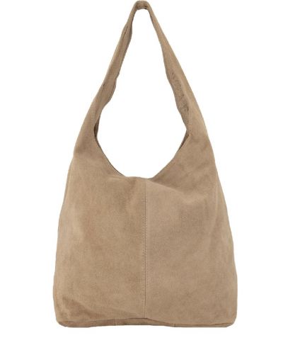 Lichtbeige suède shopper met rits