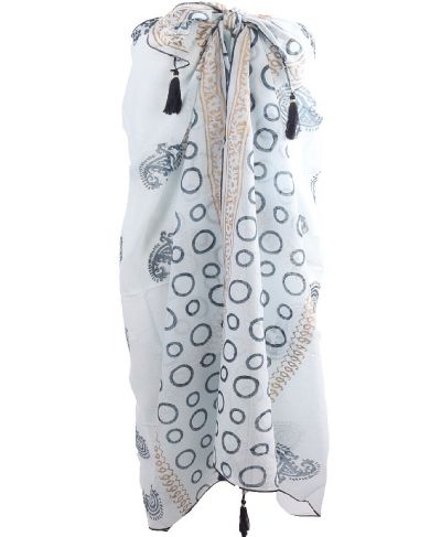 Lichtblauwe sarong met diverse prints