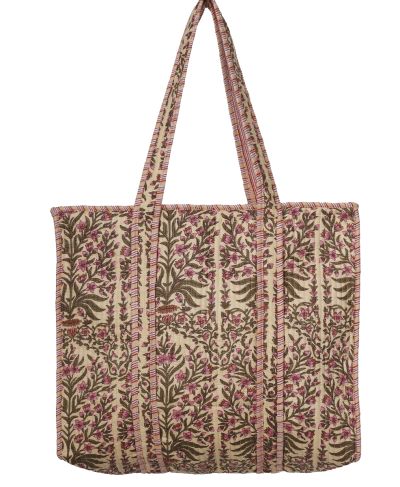 Gewatteerde schoudertas/shopper met bloementjes