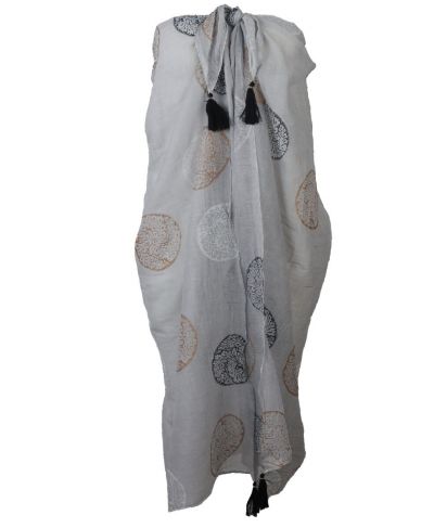 Lichtgrijze pareo met ornament print in goud