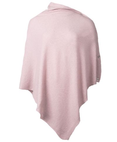 Licht-oudroze kasjmier-blend poncho met knopen