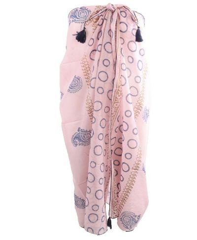 Lichtroze sarong met diverse prints