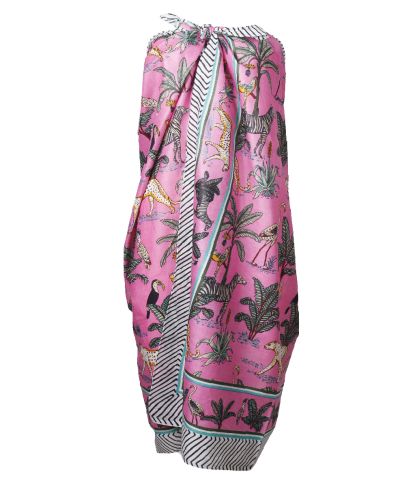 Sarong in roze met tropische dierenprint