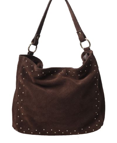 Lottie suède handtas met studs